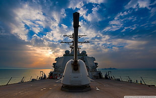 brown and grey canon, war, warship, military, vehicle HD wallpaper
