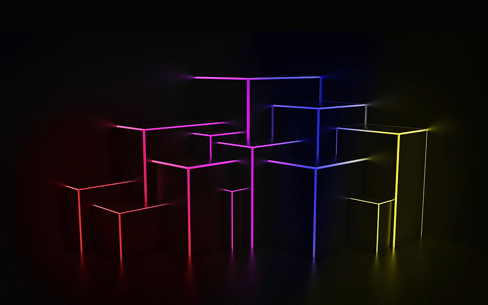 illustration of assorted color neon light boxes HD wallpaper