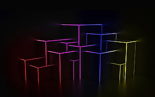 illustration of assorted color neon light boxes HD wallpaper