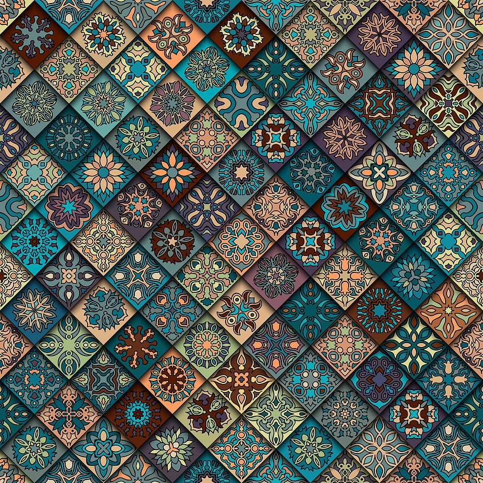 beige and multicolored floral digital wallpaper, abstract, pattern, texture HD wallpaper