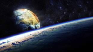 planet earth illustration, space, Earth HD wallpaper