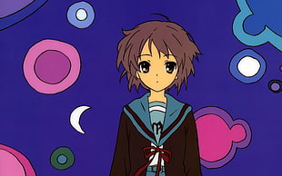 female anime with school uniform HD wallpaper