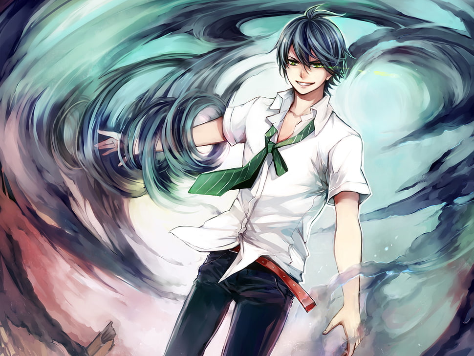man in white collared shirt anime character HD wallpaper