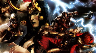 game characters digital wallpaper, fantasy art, Thor