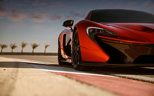 red and black corded device, McLaren, McLaren P1, car, red cars