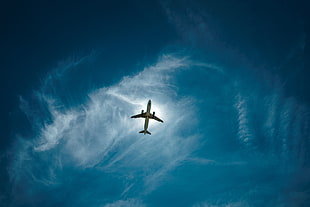 black airplane, Airplane, Sky, Flight HD wallpaper