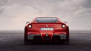 red sports car, Ferrari F12, car