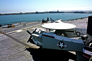 gray and white aircraft, military, USA, sea, airplane