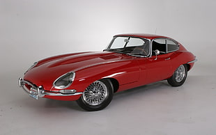 classic red coupe, car, Jaguar E-Type