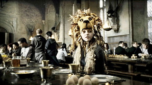 lion headdress, Luna Lovegood, lion, Harry Potter and the Half-Blood Prince, movies HD wallpaper