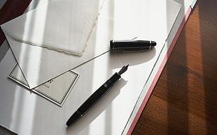 black fountain pen on white paper HD wallpaper