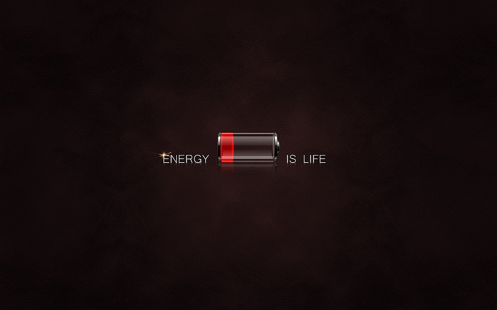 Energy is life illustration, low battery, life, quote, minimalism HD wallpaper