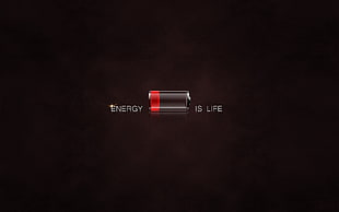 Energy is life illustration, low battery, life, quote, minimalism