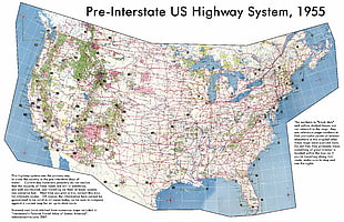 1955 Pre-Interstate US Highway System map, map, USA, highway