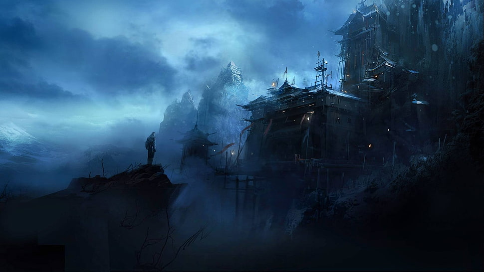 game digital wallpaper, night, mist HD wallpaper
