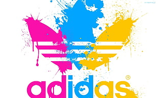 blue, pink and yellow Adidas logo