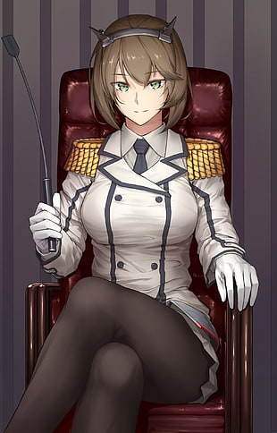 woman in white uniform with white gloves and baton digital wallpape