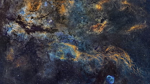 blue, black, and yellow galaxy, galaxy, NASA, space, nebula