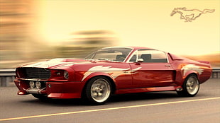 red Ford Mustang coupe, car, Ford Mustang