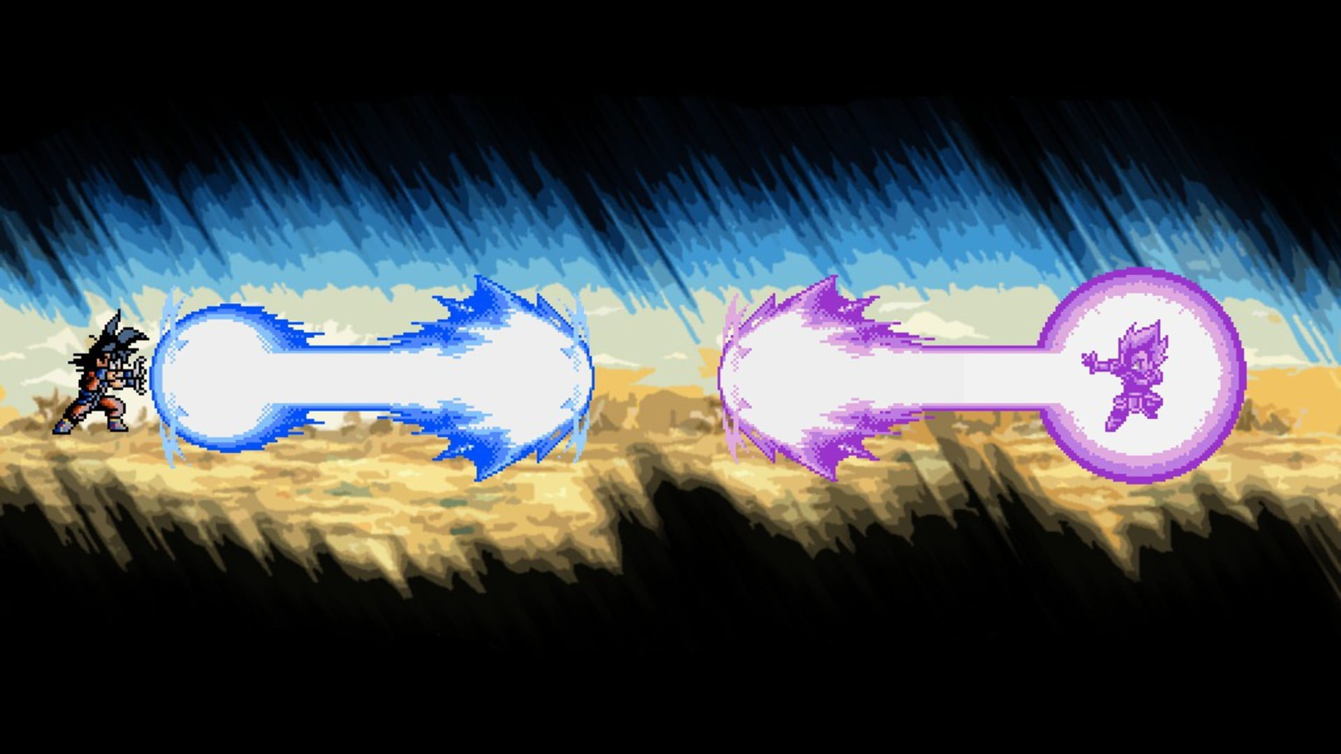 Son Goku vs Vegeta firing ki blast game application