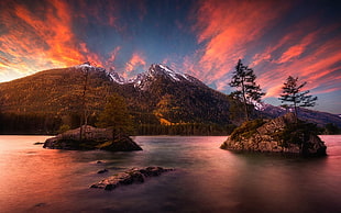 brown mountain, nature, landscape, sunset, mountains HD wallpaper