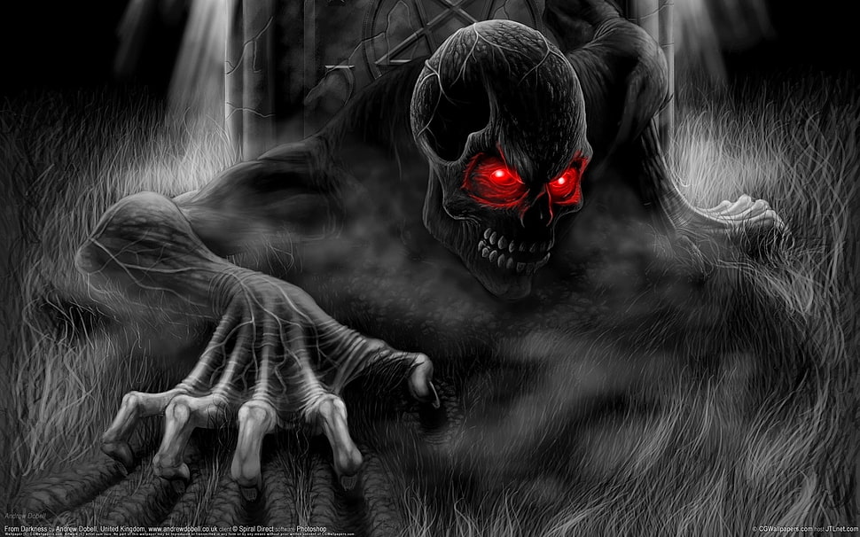 gray skull ghost, zombies HD wallpaper