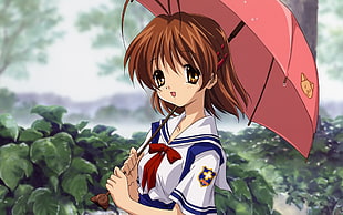 brown haired girl anime character HD wallpaper