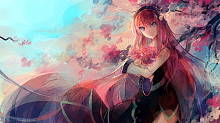 anime character in black and red dress fan art HD wallpaper
