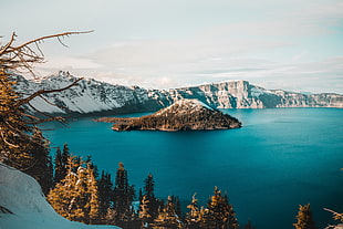 blue body of water, landscape, nature, crater lake, lake HD wallpaper