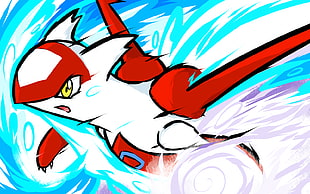 illustration of red and white Pokemon character