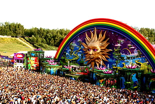 multicolored Celestial sun decor, Tomorrowland