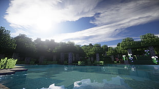 swimming pool, Minecraft, video games HD wallpaper