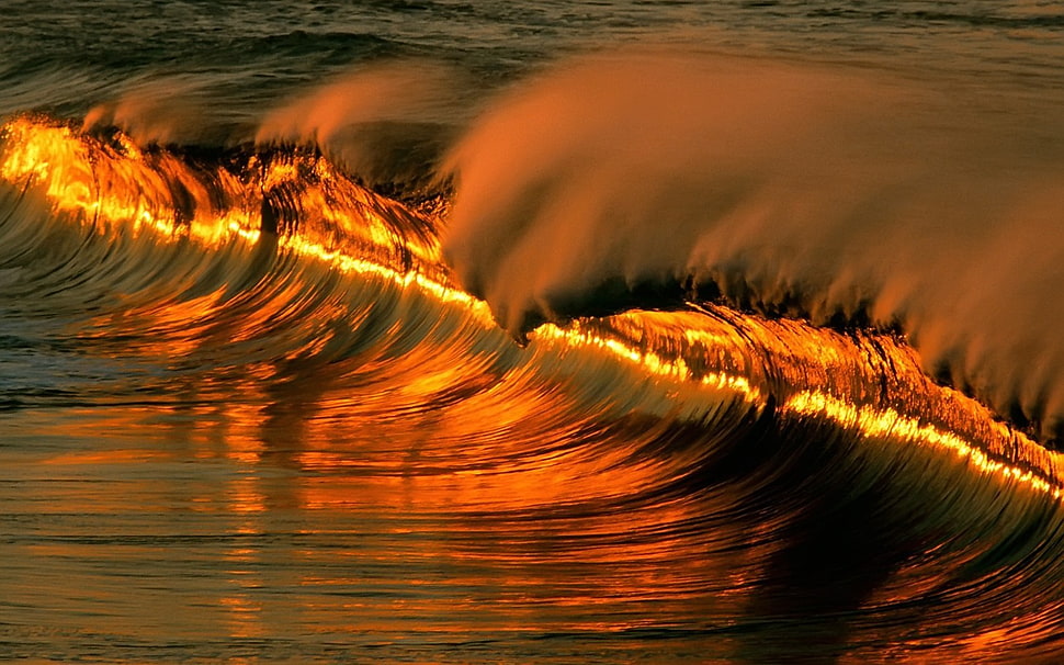 red and black abstract painting, waves, sea HD wallpaper