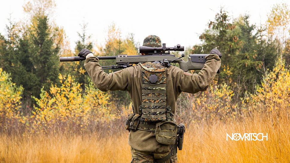 gray hunting rifle, Airsoft, snipers HD wallpaper