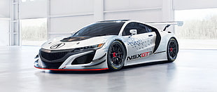 white and black car bed frame, Acura NSX, race cars, vehicle, car