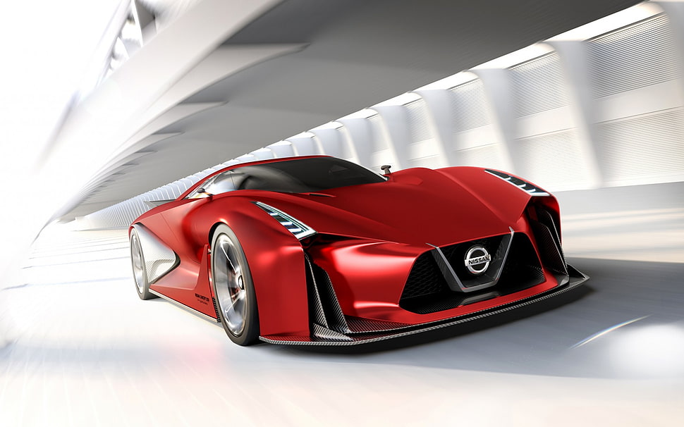 time lapse photo of red Nissan coupe HD wallpaper