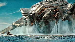 gray spaceship illustration, digital art, Battleship (movie), movies HD wallpaper