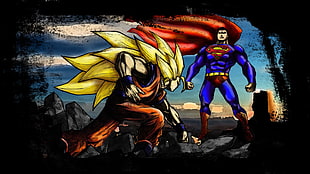 Goku and Superman battle HD wallpaper