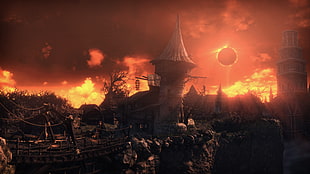 small village wallpaper, Dark Souls III, video games, Undead Settlement