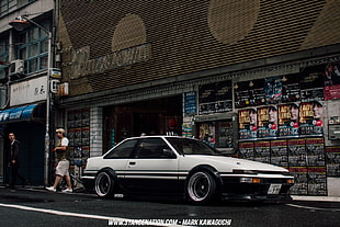 black and white convertible coupe, Toyota, AE86