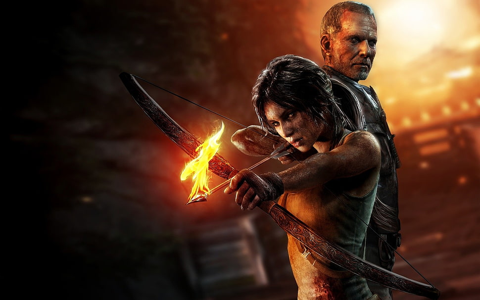 Rise of the Tomb Raider illustration, Lara Croft, Tomb Raider, video games, bow HD wallpaper