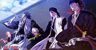 Bleach characters digital wallpaper, Bleach, Zaraki Kenpachi, Kuchiki Byakuya, Abarai Renji HD wallpaper
