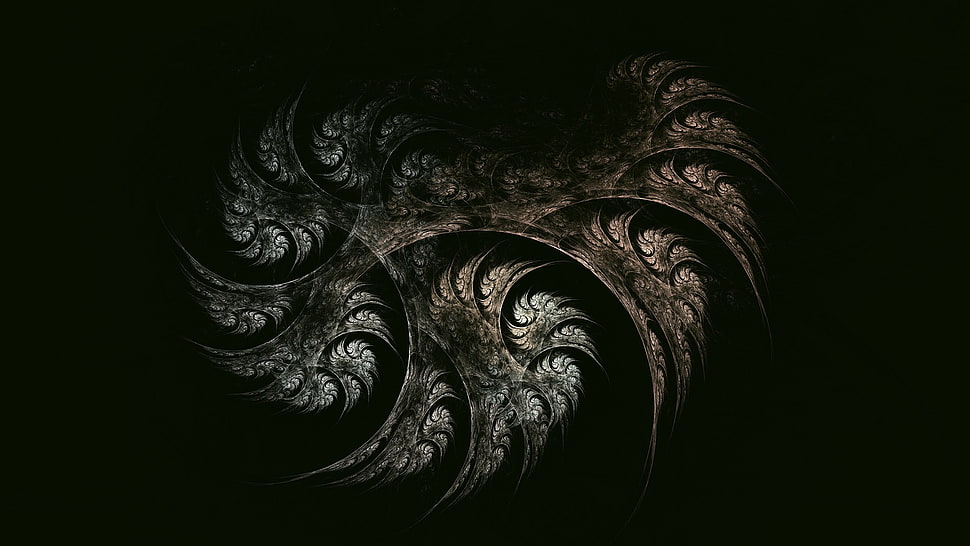 silver and black art illustration, digital art, abstract, simple background, fractal HD wallpaper