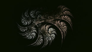 silver and black art illustration, digital art, abstract, simple background, fractal
