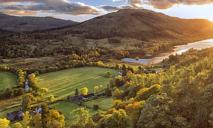 aerial photo of green mountains, scotland