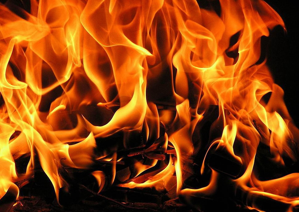 bonfire, red flame, fire HD wallpaper