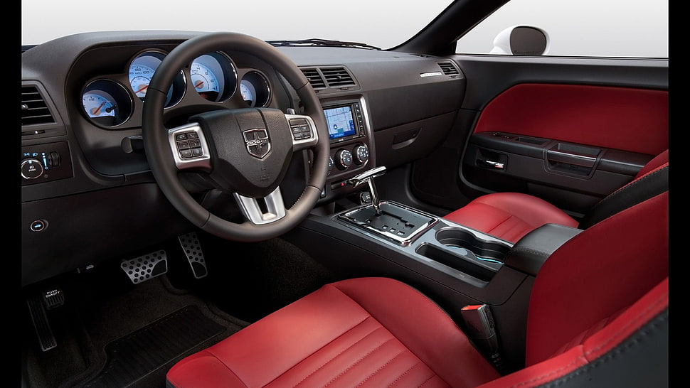 black car steering wheel, car, Dodge, Dodge Challenger HD wallpaper