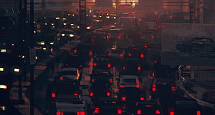 black vehicle, traffic, artwork, car, red light HD wallpaper
