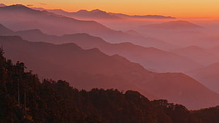 silhouette photo of three near mountain, hehuanshan HD wallpaper
