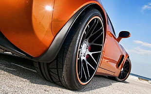 orange sports car, car, orange HD wallpaper